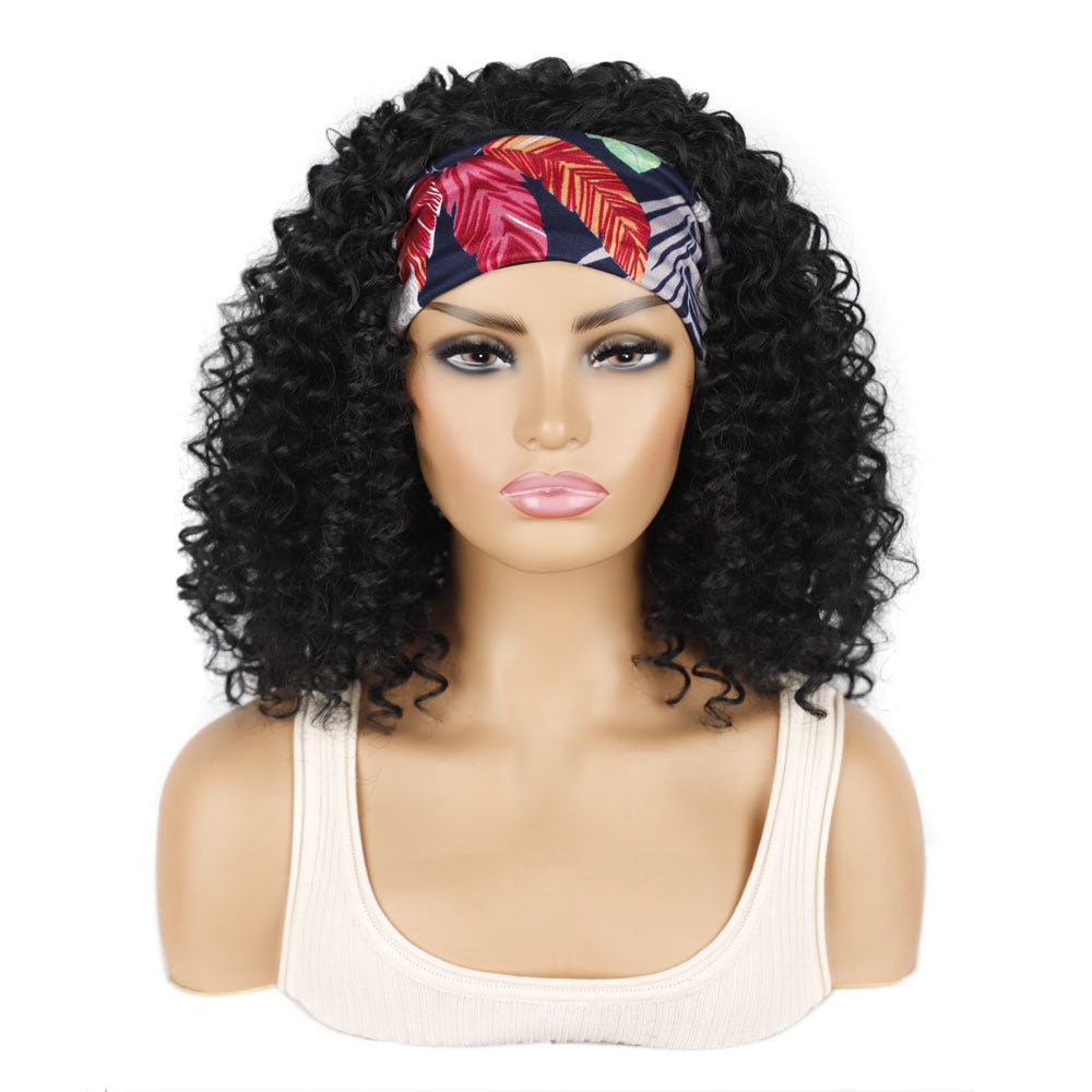 Ice silk hairbands, wigs, headgear, African women's short curly hair, deep wave wigs, factory direct sales, wholesale
