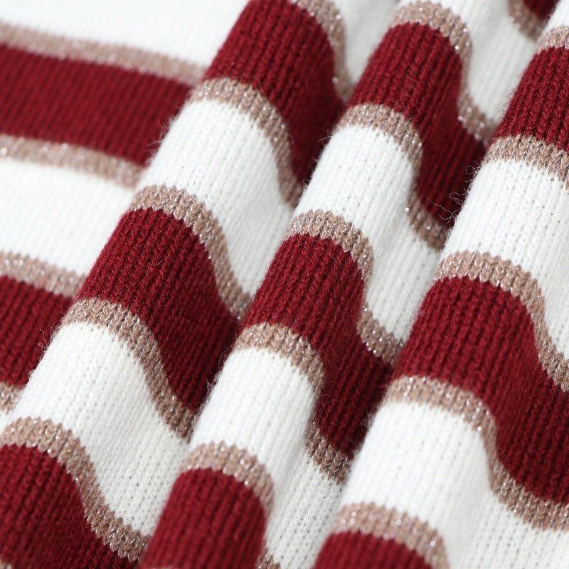 Stylish sleeveless pullover with a round neckline and stripes in high-quality wool knit