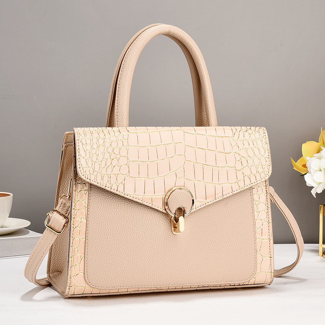 2024 new crocodile patterned contrasting tote women's bag with stylish texture and large capacity trendy single shoulder handbag