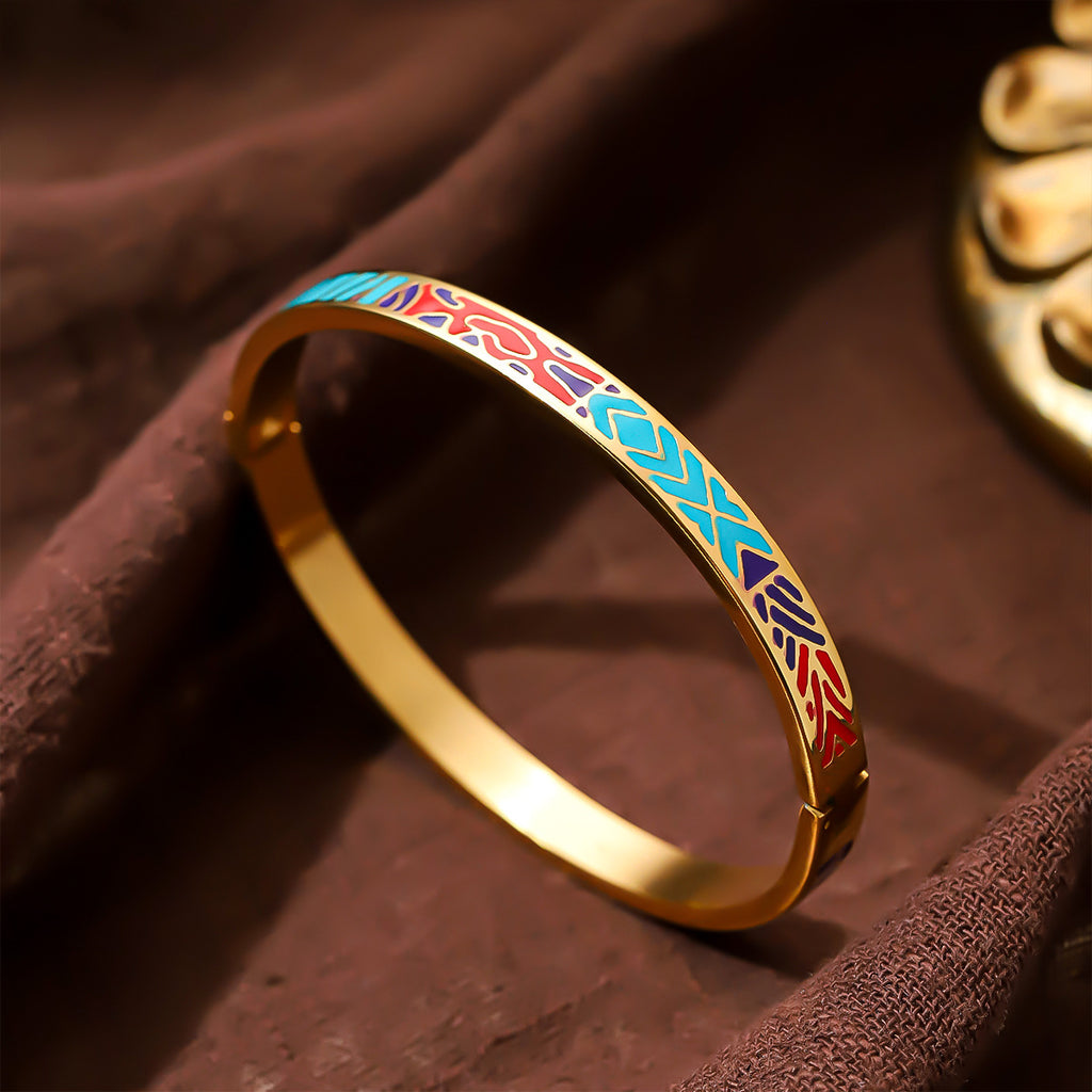 Hot selling stainless steel bracelets, painted enamel plated 18K gold, fashionable women's stainless steel bracelets, personalized bracelets wholesale