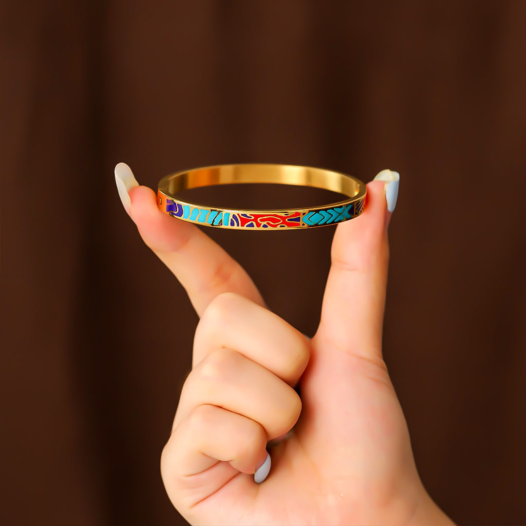 Hot selling stainless steel bracelets, painted enamel plated 18K gold, fashionable women's stainless steel bracelets, personalized bracelets wholesale