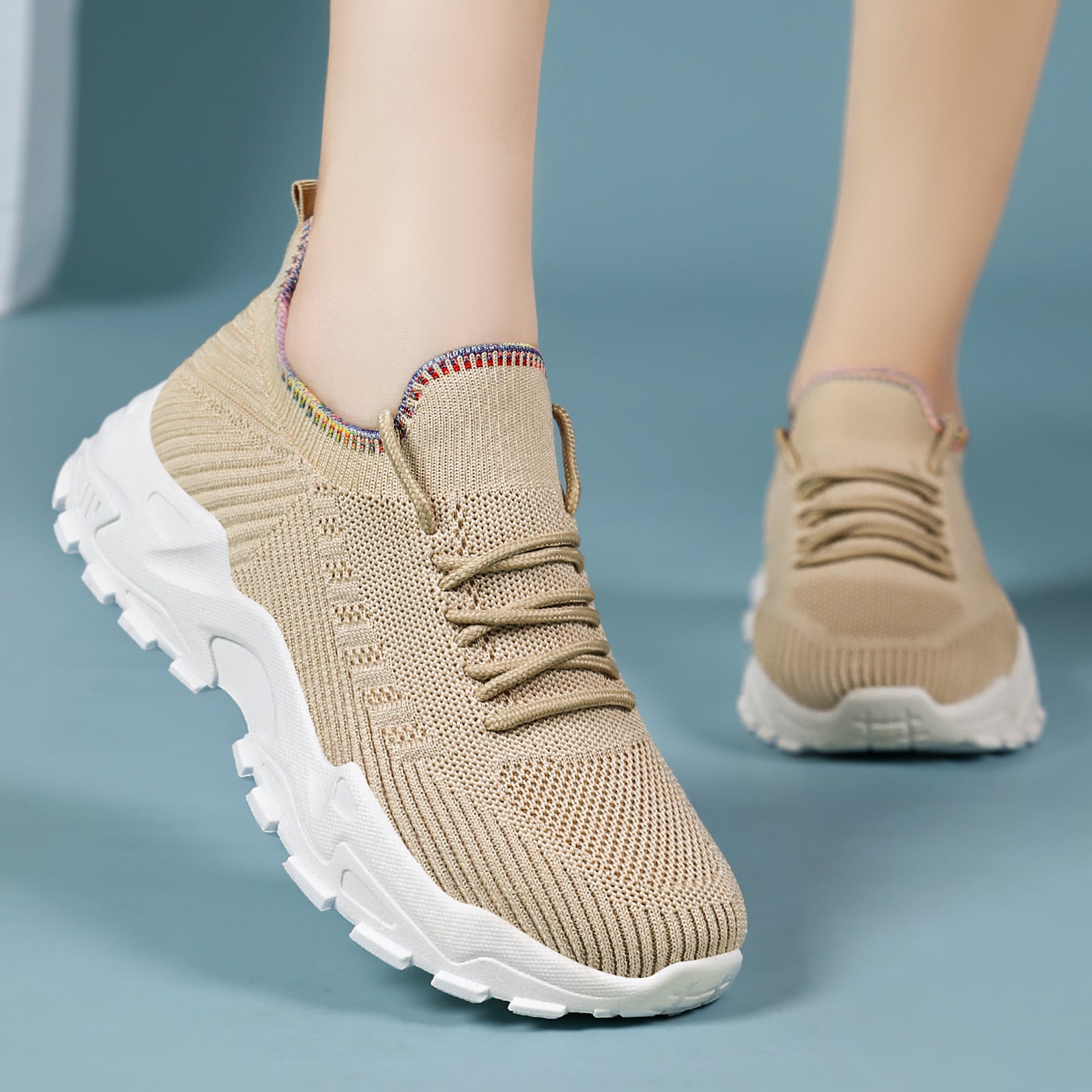 Women's shoes autumn new casual versatile breathable mesh shoes thick sole height increasing shoes classic versatile women's shoes comfortable single shoe
