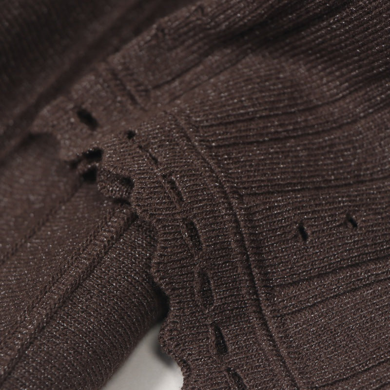 Elegant midi dress in knit fabric with a round neckline and long sleeves, embroidered with high-quality gold and silver thread