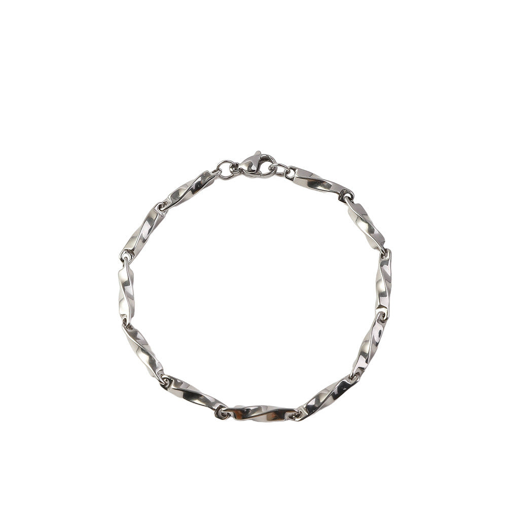 Stainless steel M ö bius twisted rod necklace, cross-border hot selling men's melon seed chain necklace, accessories with chain, titanium steel bracelet
