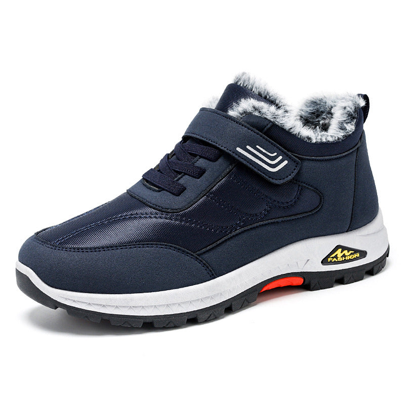 Men's cotton shoes, winter new hiking shoes, warm hiking shoes, hair replacement with thick velvet Velcro snow boots