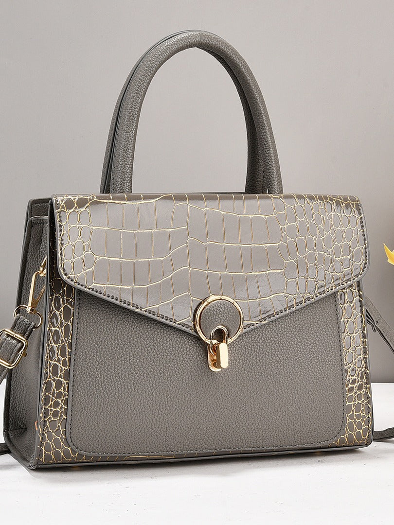 2024 new crocodile patterned contrasting tote women's bag with stylish texture and large capacity trendy single shoulder handbag