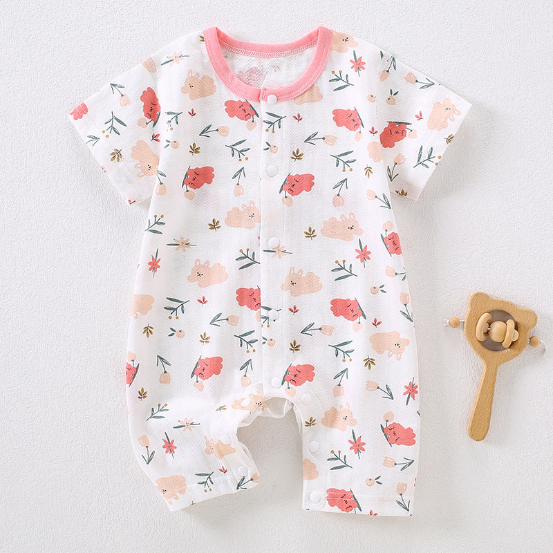 Baby jumpsuit Class A pure cotton summer thin style newborn baby clothes Ha Yi crawling clothes Anyang baby children's clothing