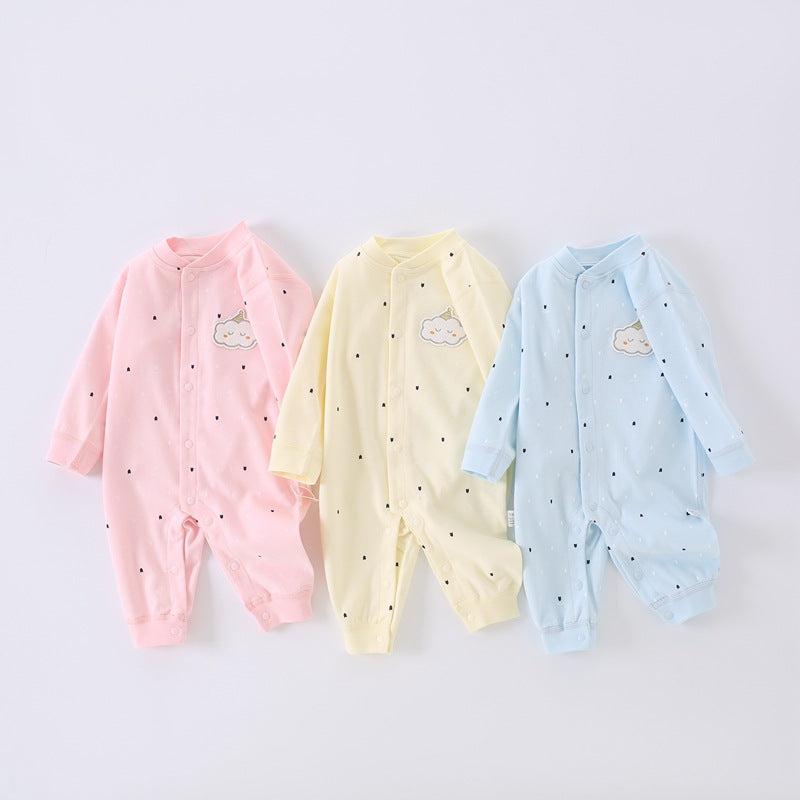 Spring and Autumn boneless newborn clothes, short sleeved pure cotton underwear, pajamas, climbing clothes, long sleeved comfortable new style
