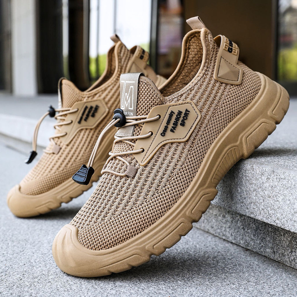 Men's shoes, sports shoes, autumn breathable mesh shoes, odorless feet, fly woven shoes, soft soles, comfortable cross-border plus size running shoes