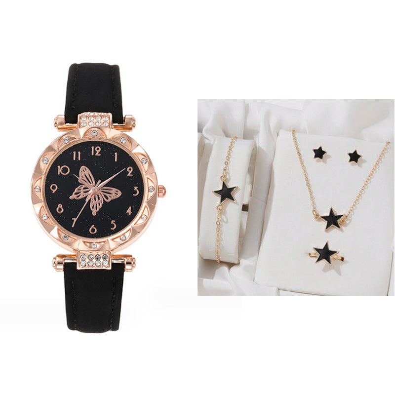Cross border New Popular Women's Bracelet Watch Fashion Simple Butterfly Five piece Watch Set