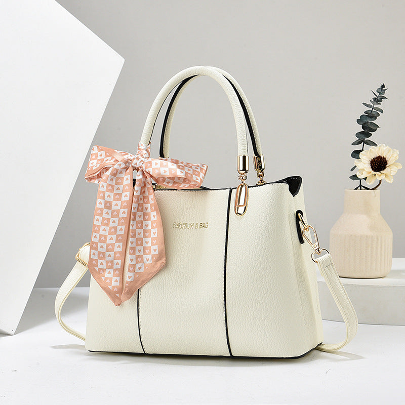 Simple women's bag 2025 new trend fashion scarf accessories mother bag soft leather solid color western-style single shoulder diagonal cross bag