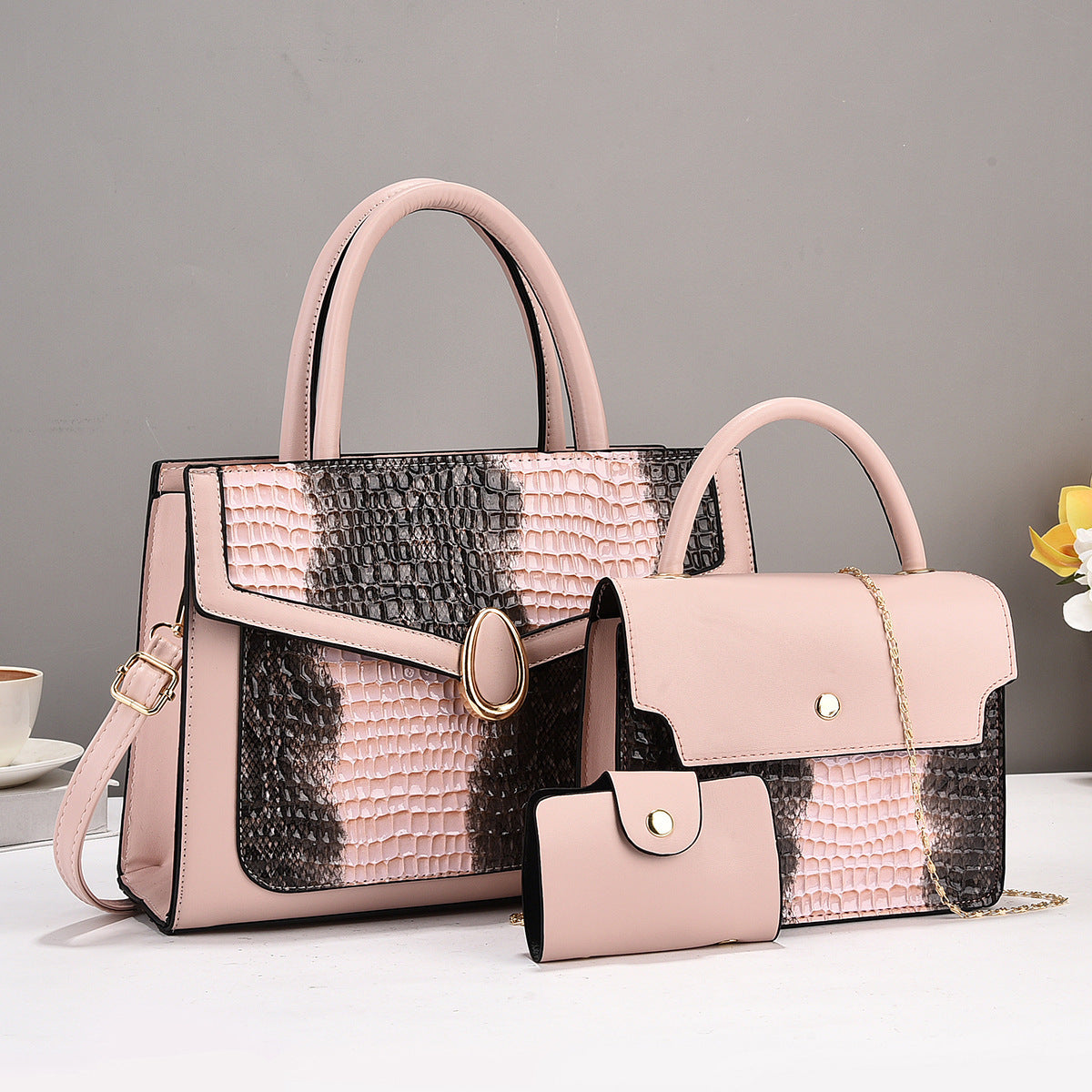Three piece set of women's bags 2025 popular new handbag manufacturer fashion shoulder crossbody bag simple and atmospheric foreign trade