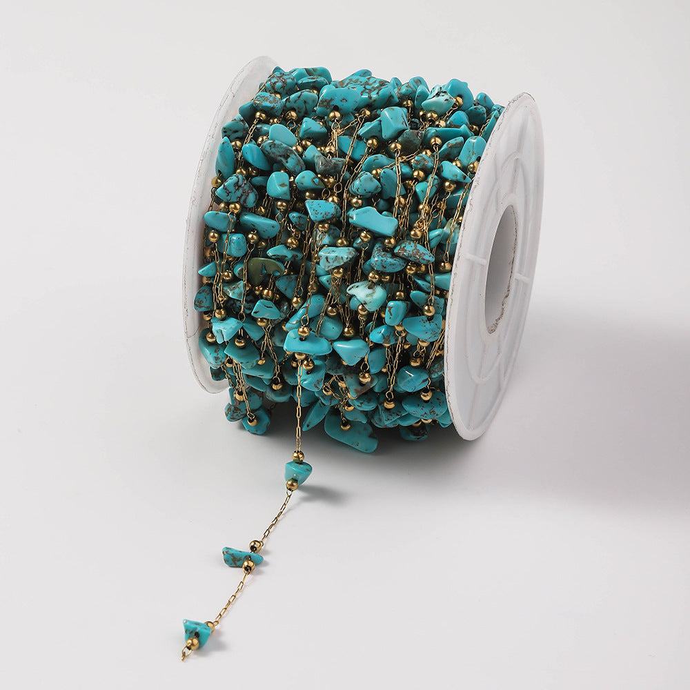 Handmade natural stone chain, DIY jewelry, chain bracelet, women's stainless steel chain, natural stone necklace, wholesale in meters