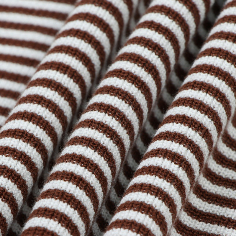 Modern casual sleeveless striped cotton knit set with high-quality round neckline