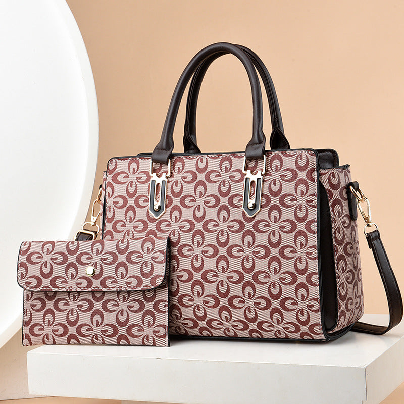 2024 New European and American Retro Trendy Printed Large Capacity Mother and Child Large Bag Fashion Texture Tote Women's Bag Handbag