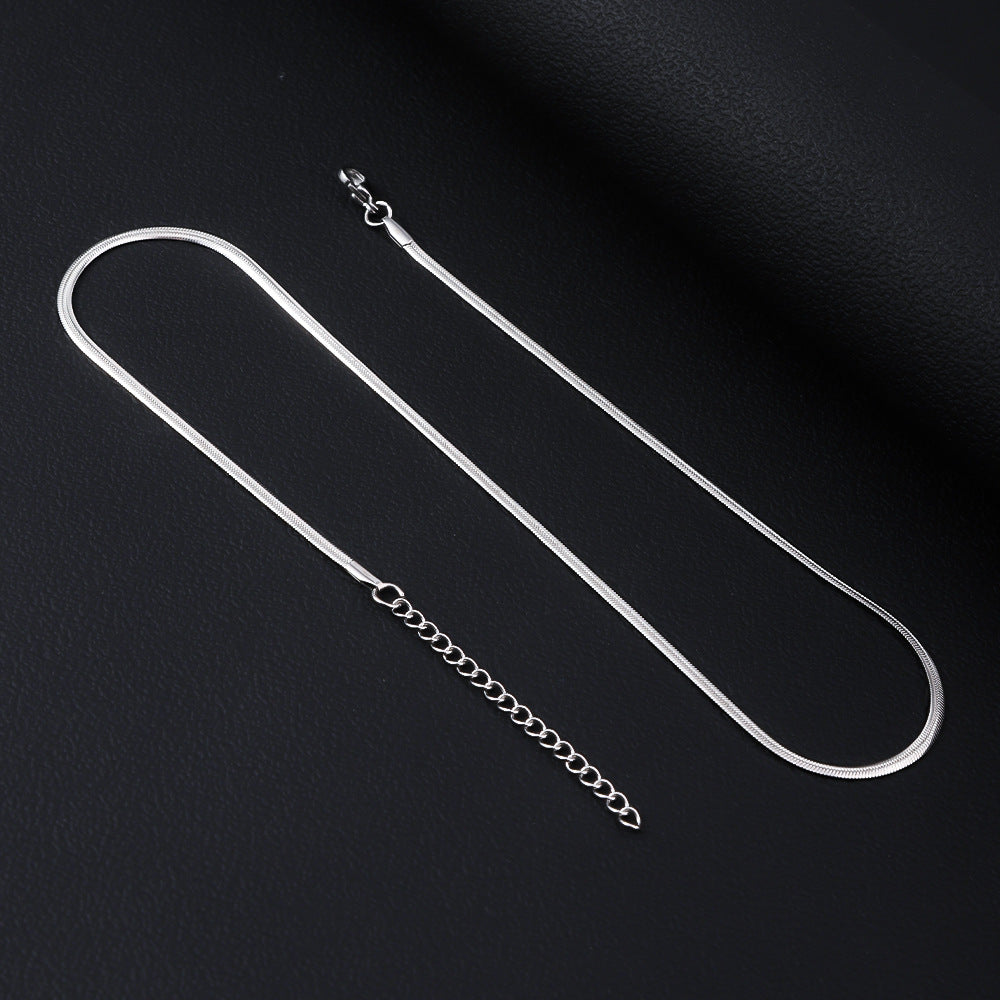 Cross border stainless steel push fit necklace, simple hip-hop snake bone chain, DIY accessory chain, women's collarbone titanium steel necklace