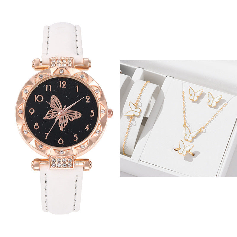 Cross border New Popular Women's Bracelet Watch Fashion Simple Butterfly Five piece Watch Set