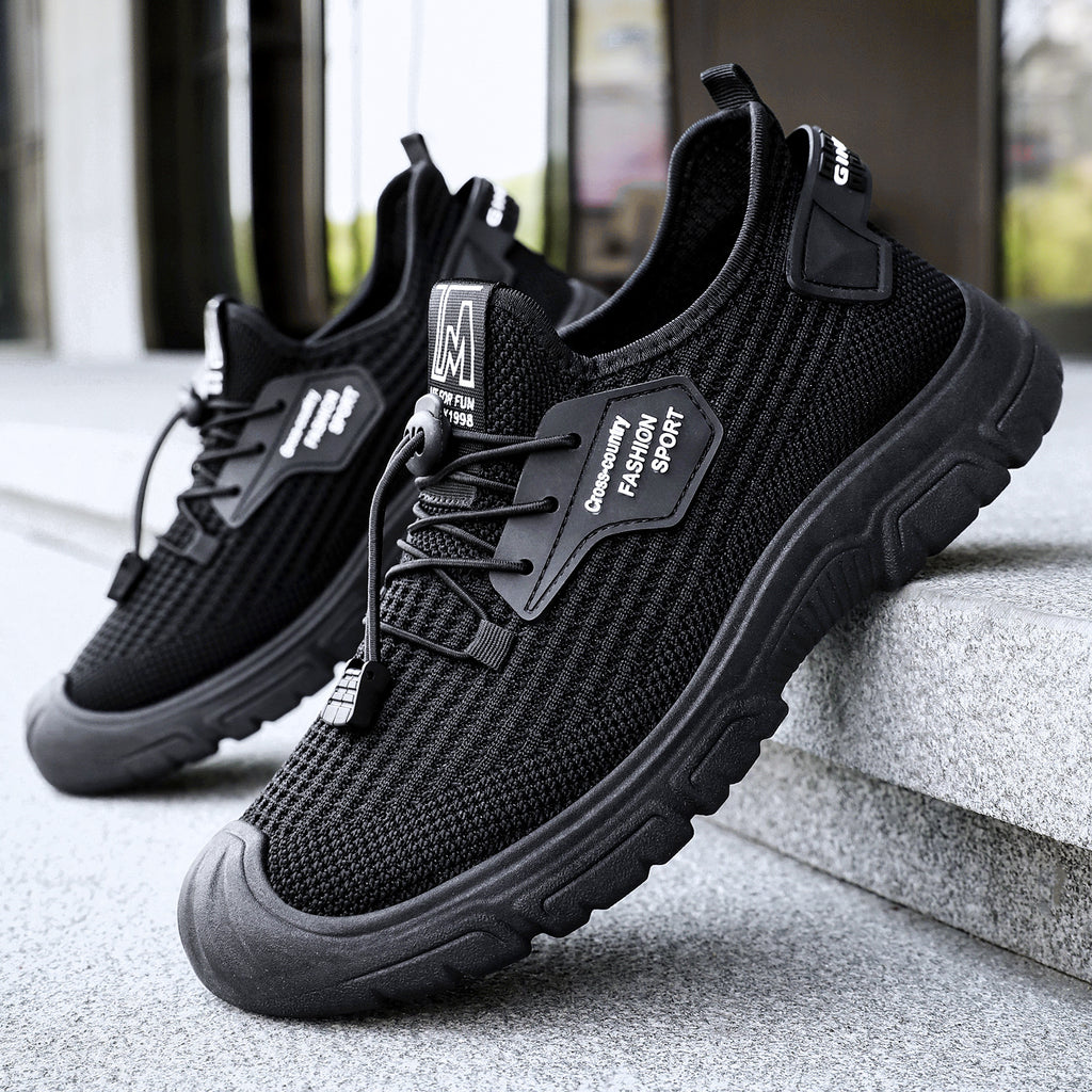 Men's shoes, sports shoes, autumn breathable mesh shoes, odorless feet, fly woven shoes, soft soles, comfortable cross-border plus size running shoes