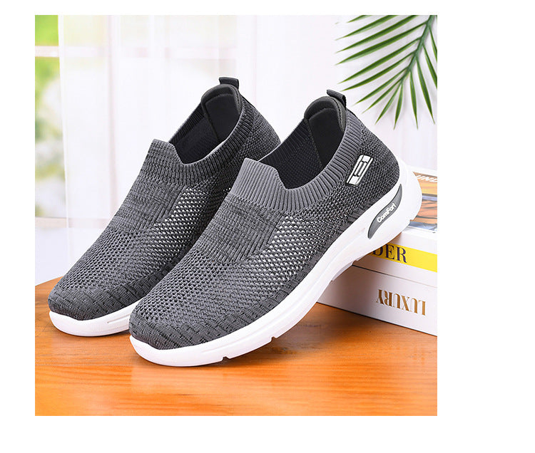 Men's Autumn New Wholesale Casual Shoes Breathable Mesh Shoes Fly Weaving Old Beijing Cloth Shoes Step on Dad's Shoes