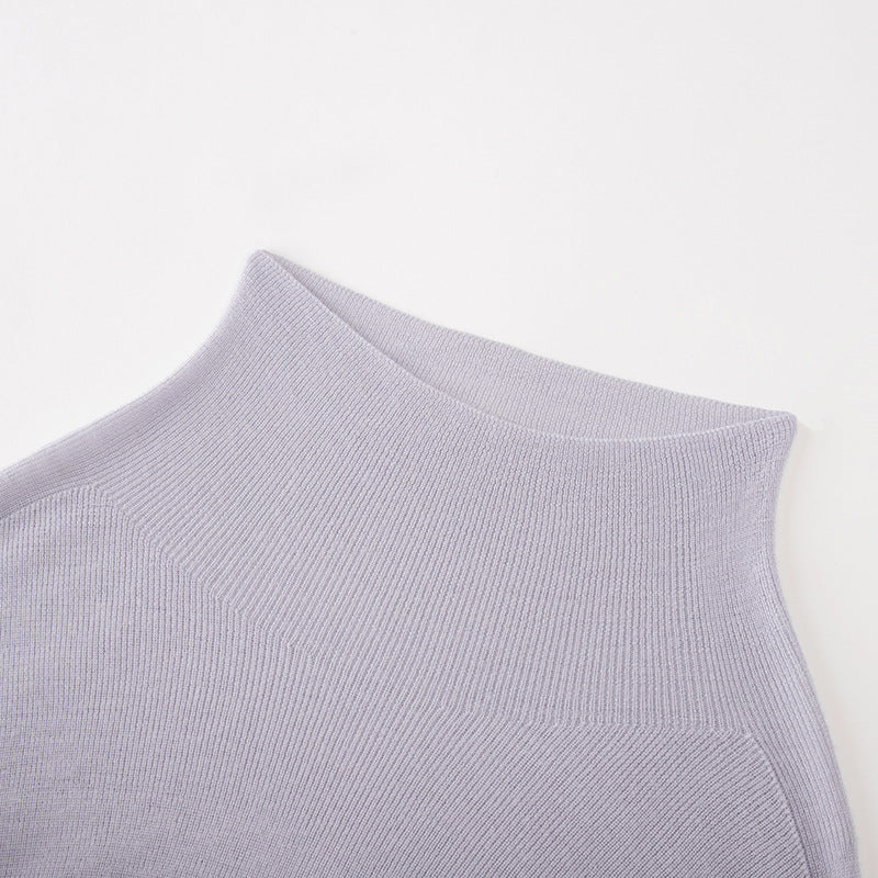 High-quality, elegant sweater, 100% wool, with a high collar and long sleeves