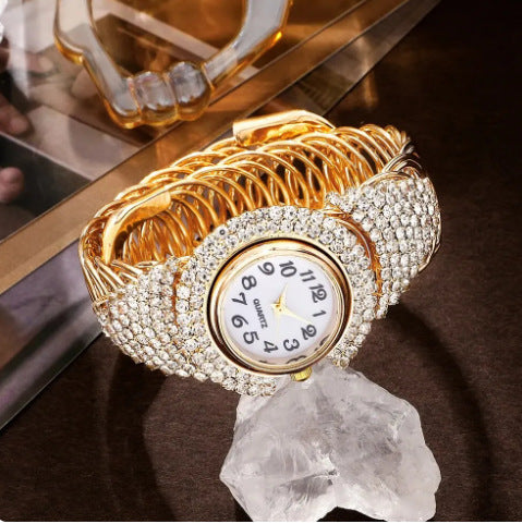 Luxury watches, rhinestones, women's fashionable and elegant watches, women's quartz watches, jewelry sets for girls and women