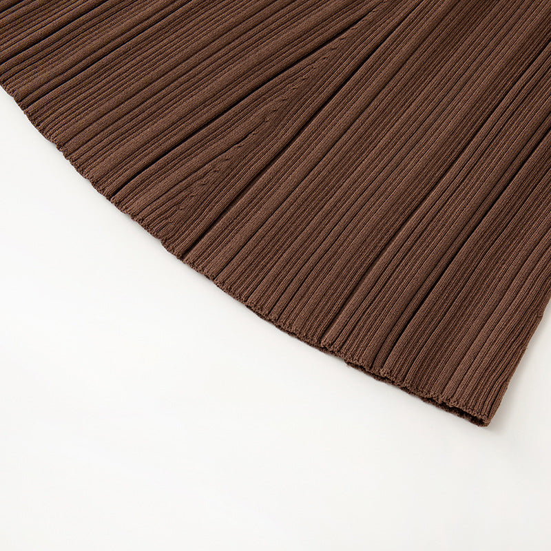 Elegant dark brown Chanel-style dress with a V-neckline and short sleeves for everyday wear