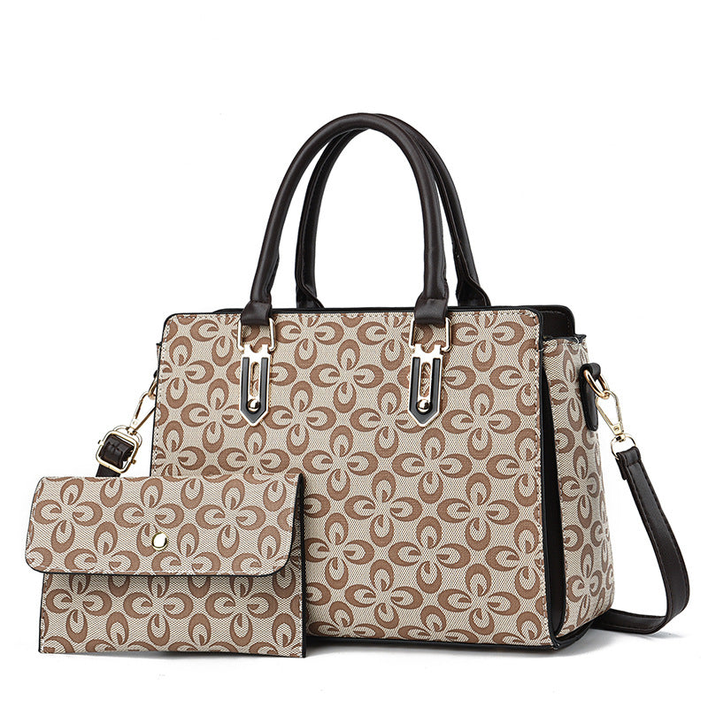 2024 New European and American Retro Trendy Printed Large Capacity Mother and Child Large Bag Fashion Texture Tote Women's Bag Handbag