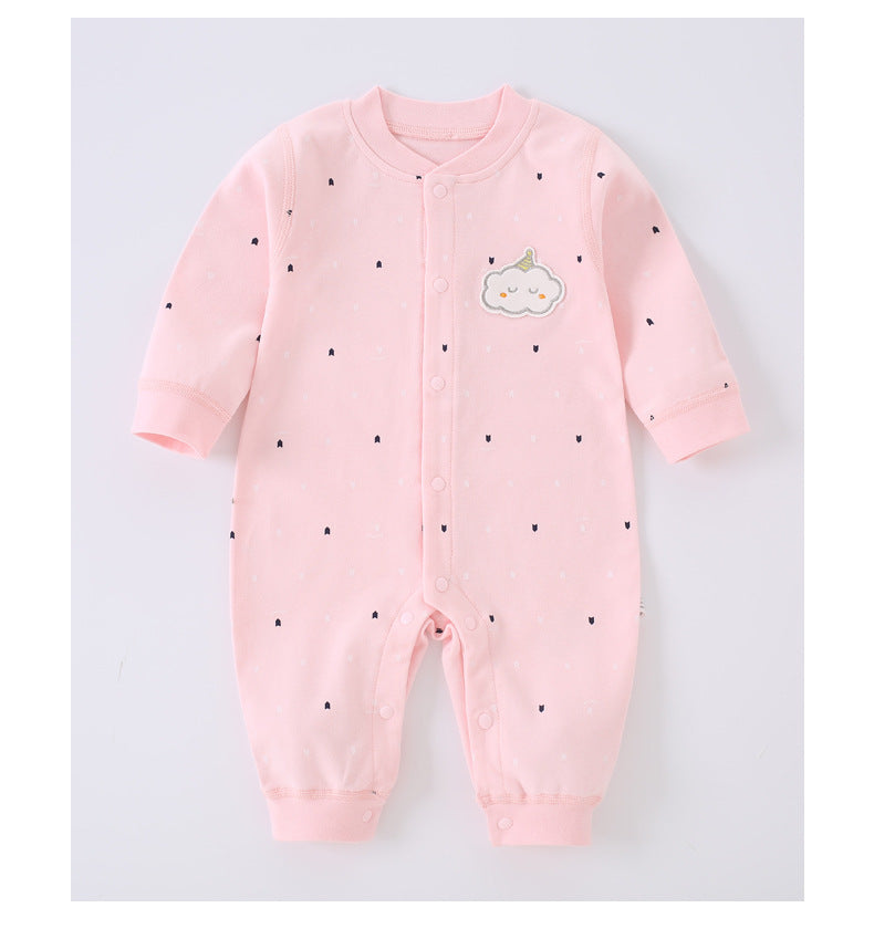 Spring and Autumn boneless newborn clothes, short sleeved pure cotton underwear, pajamas, climbing clothes, long sleeved comfortable new style