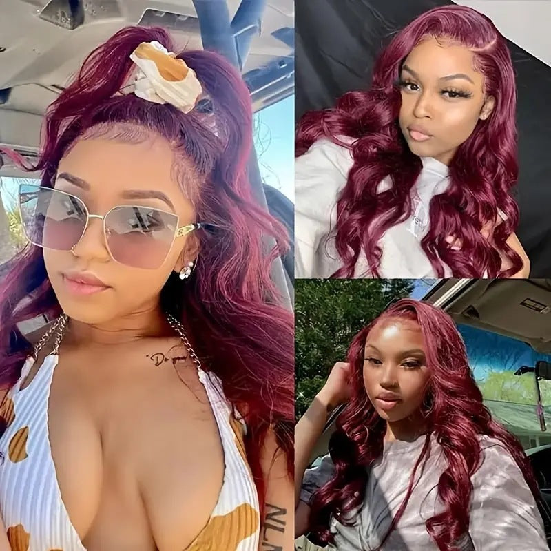 Cross border foreign trade, European and American fashion, lace, wine red wig, hot selling in Africa, big wave long curly hair headband in stock