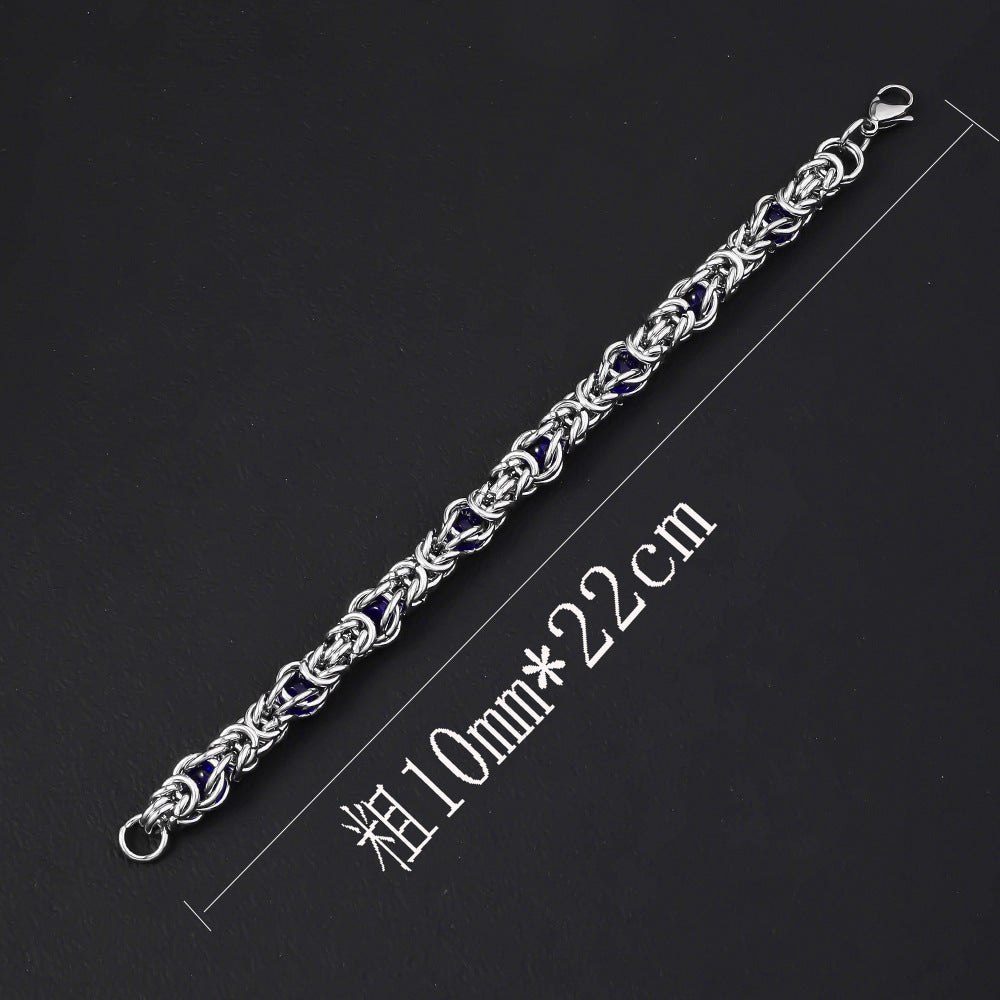 Cross border hot selling stainless steel bracelet, high-end sapphire handmade bracelet, European and American men's titanium steel bracelet accessories wholesale