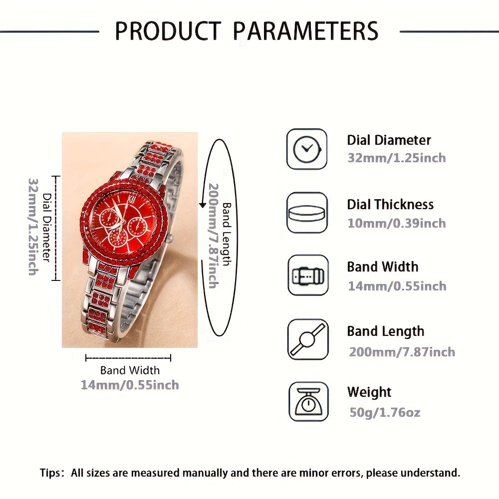 Manufacturer direct sales of new luxury full diamond bracelet watch set for women, exquisite five piece quartz watch set