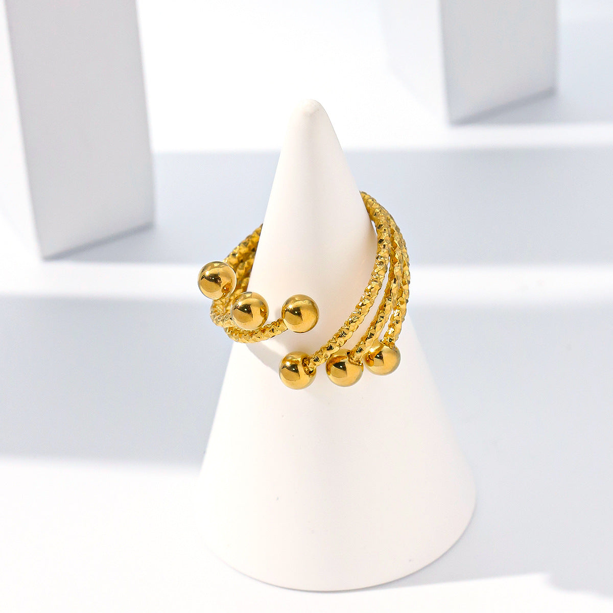 Cross border women's stainless steel bracelet ring set versatile and high-end ring vacuum plated 18K gold titanium steel bracelet