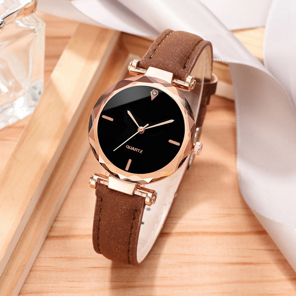 Korean version new fashionable foreign trade trend women's casual watch simple belt watch quartz watch bracelet set