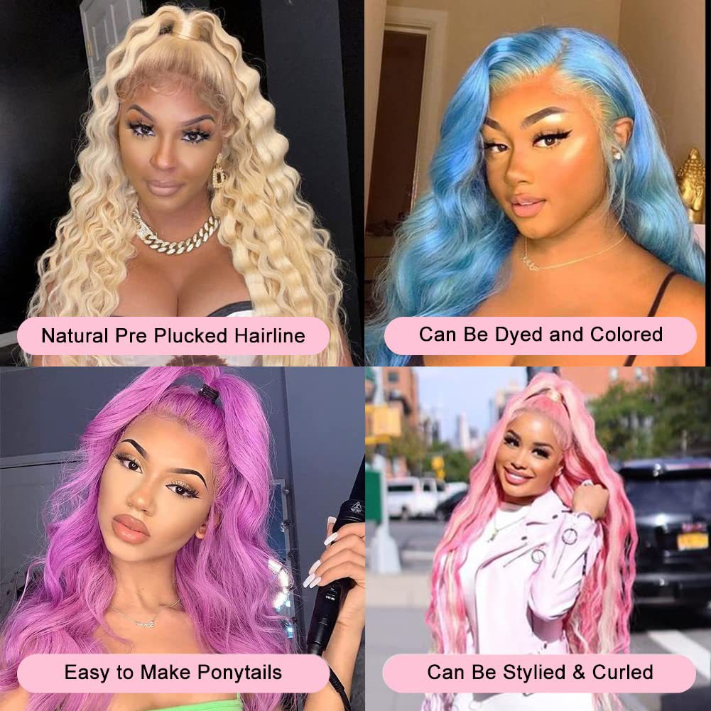 Cross border new wig European and American women's front lace synthetic headband 613 # medium split long curly hair body wig