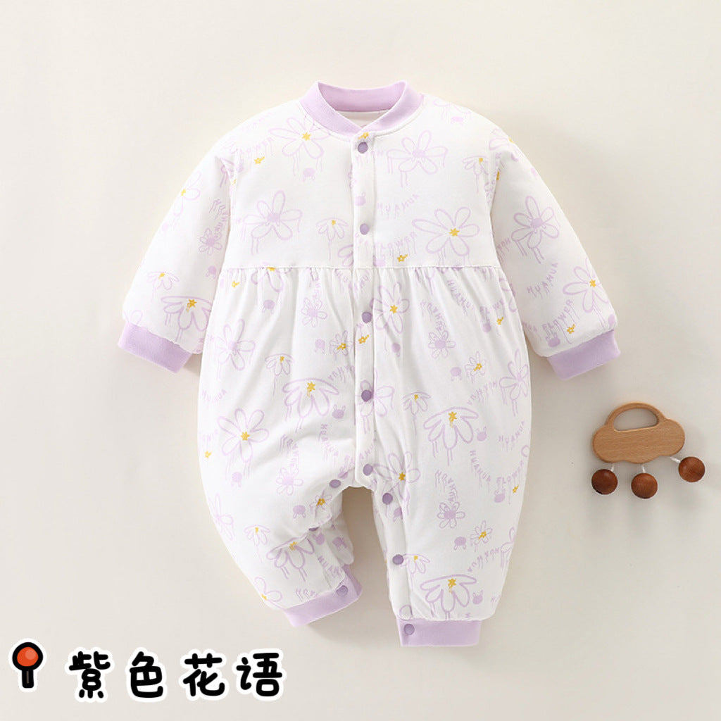 Winter baby cotton jumpsuit, Class A pure cotton, newborn baby clothes, thick cotton clothes, climbing clothes, baby children's clothing