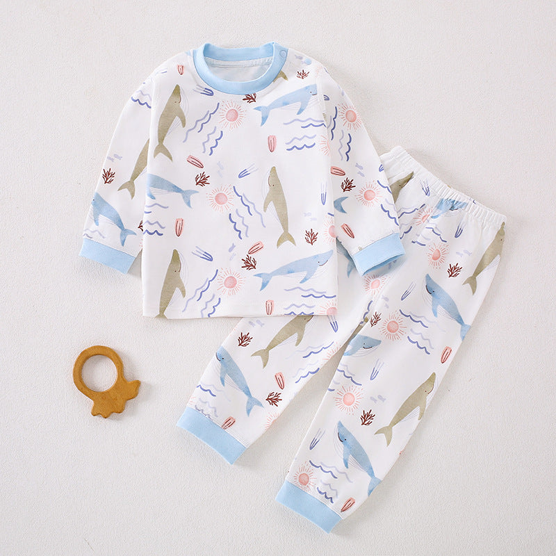 Children's autumn clothes, autumn pants, pure cotton A-class spring and autumn baby split clothes, baby pajamas, home clothes, underwear set