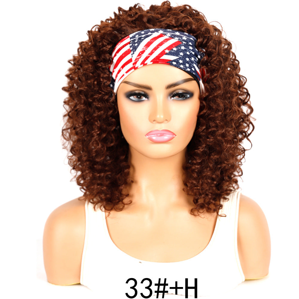 Ice silk hairbands, wigs, headgear, African women's short curly hair, deep wave wigs, factory direct sales, wholesale