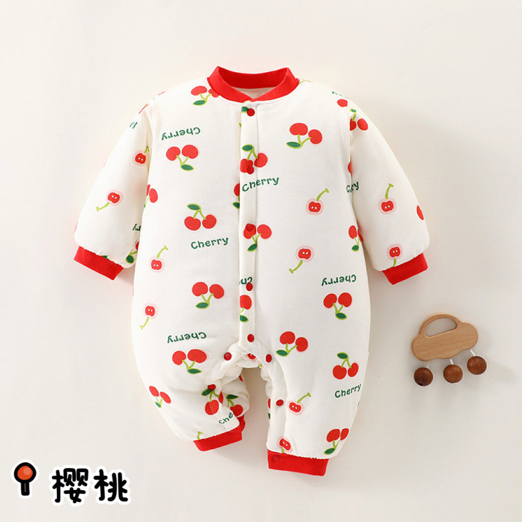 Winter baby cotton jumpsuit, Class A pure cotton, newborn baby clothes, thick cotton clothes, climbing clothes, baby children's clothing