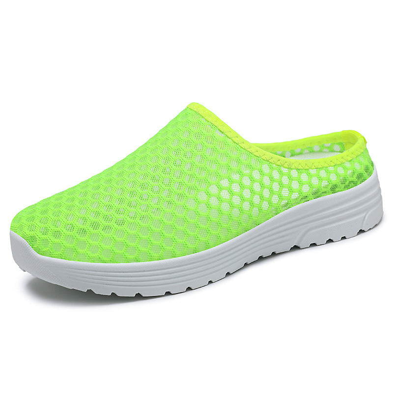 Shoes, women's summer slippers, cross-border plus size breathable mesh shoes, soft soles, one foot casual shoes, factory stock, straight hair
