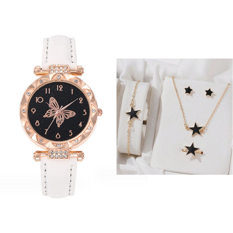 Cross border New Popular Women's Bracelet Watch Fashion Simple Butterfly Five piece Watch Set