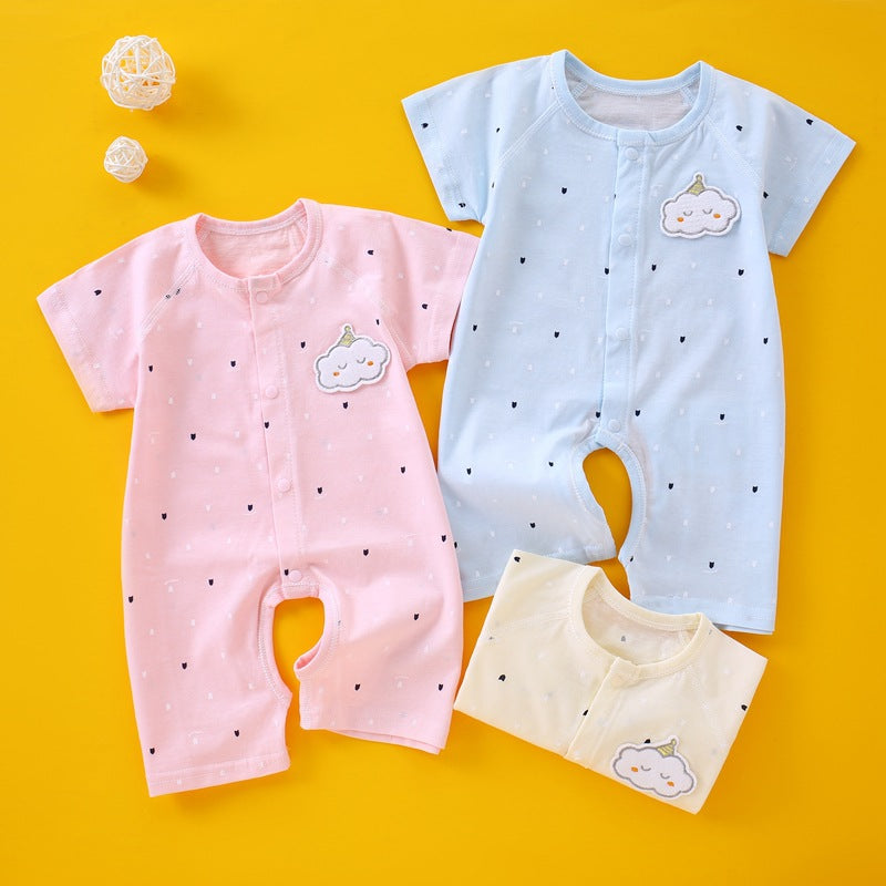 Baby jumpsuit made of pure cotton boneless A-class summer thin short sleeved newborn clothes, baby clothes, pajamas, climbing clothes
