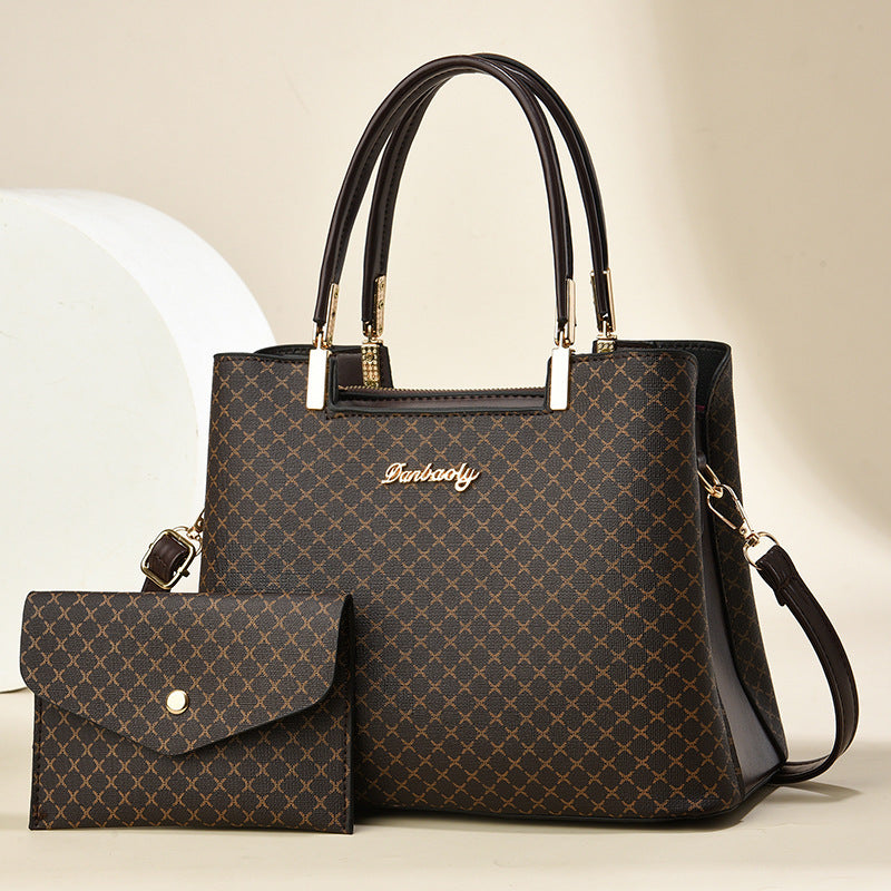 2025 popular printed tote mother bag for women, casual and practical, large capacity, middle-aged women, one shoulder hand-held bag