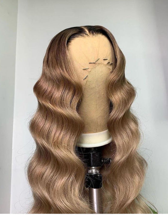 Amazon's new wig with split long curly hair, rose inner network synthetic high-temperature silk wig, long curly hair with big waves