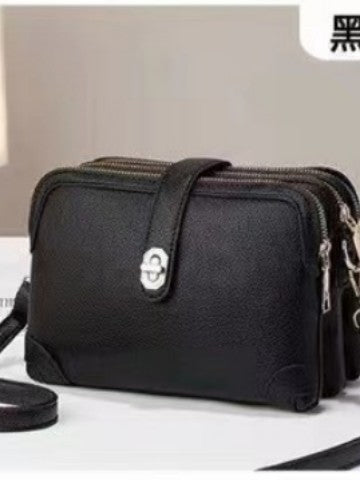 Bag for women 2025 new style fresh solid color large capacity multi pocket Korean version soft leather explosive single shoulder diagonal cross small square bag