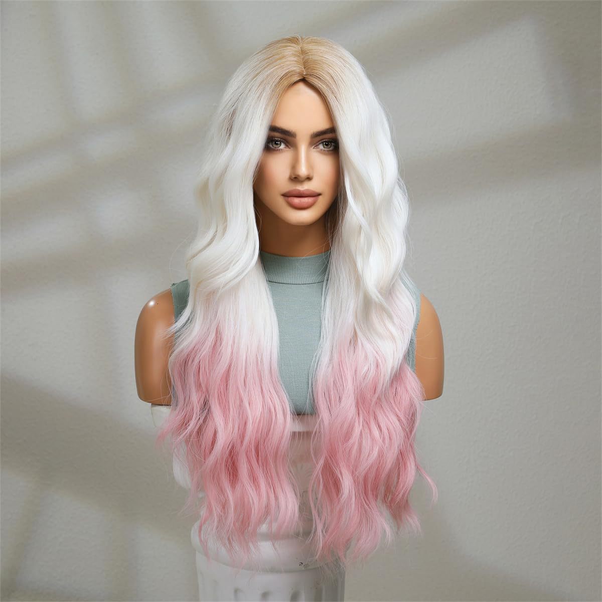 Cross border new products for European and American girls, including split long curly hair, simulated hair with gradient gold color, and pink long curly hair wholesale