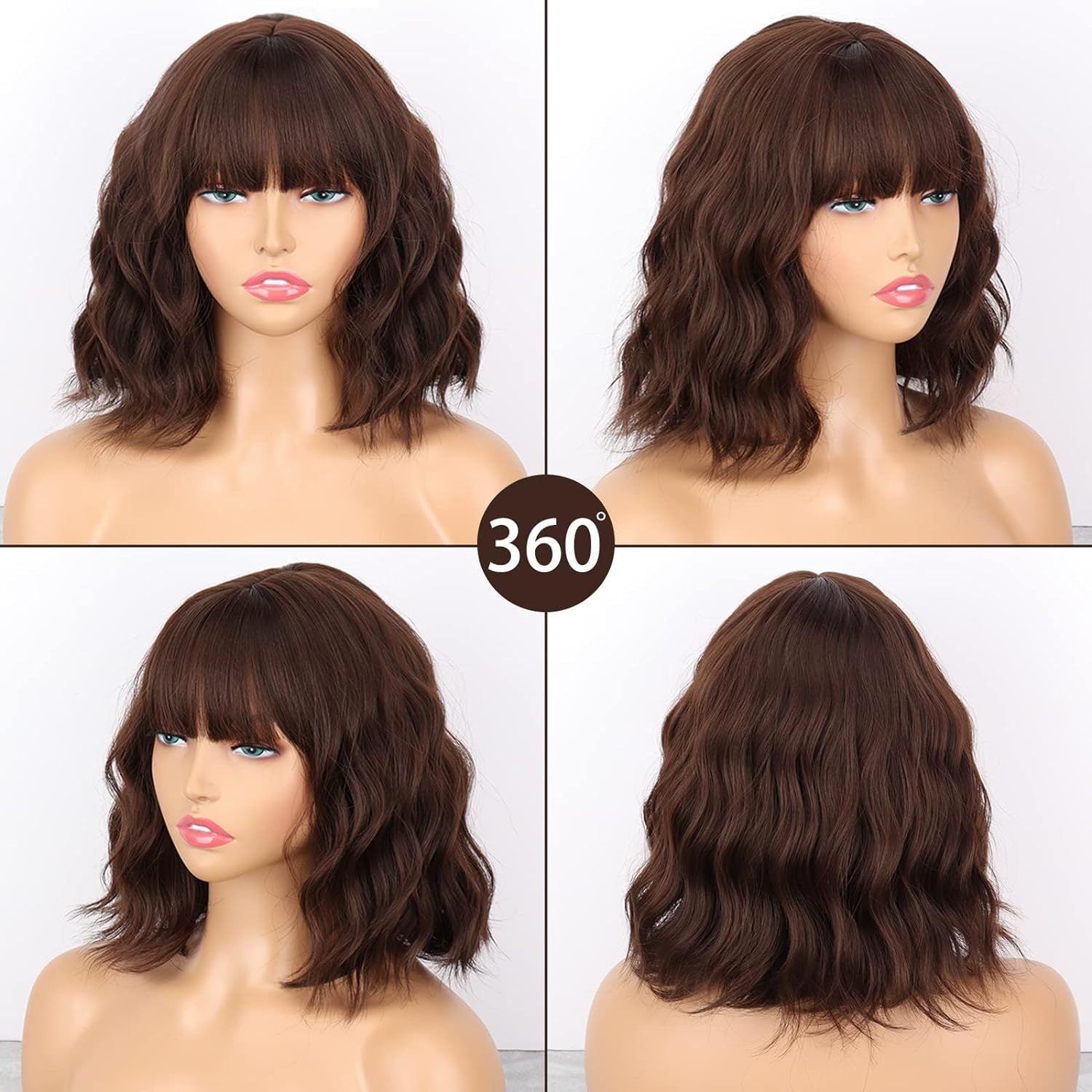 European and American synthetic wig headband for women, air bangs, small curls, corn perm, instant noodles, short curly hair, one piece hair replacement