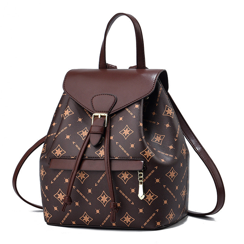 Backpack 2025 New Simple Fashion Printed Women's Backpack Retro Design Western Women's Backpack One Piece Hair Collection