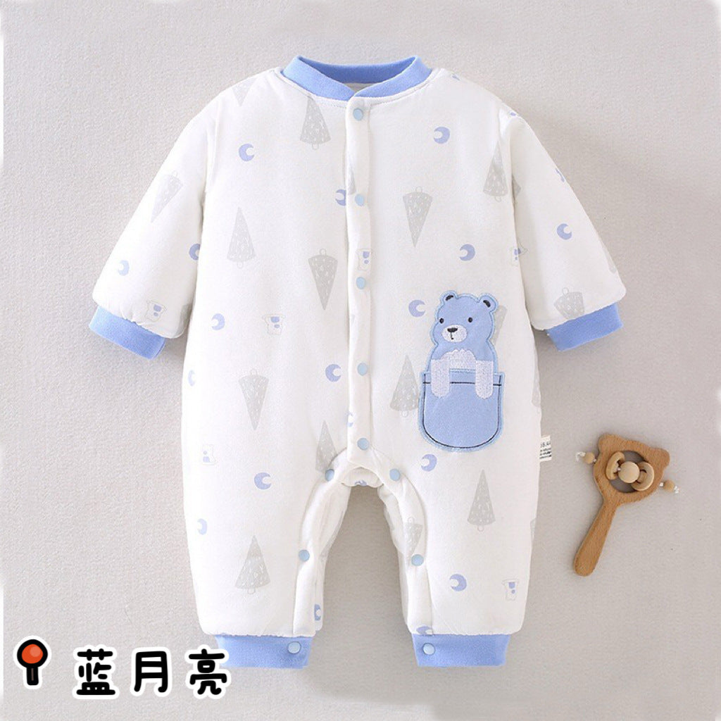 Winter baby cotton jumpsuit, Class A pure cotton, newborn baby clothes, thick cotton clothes, climbing clothes, baby children's clothing
