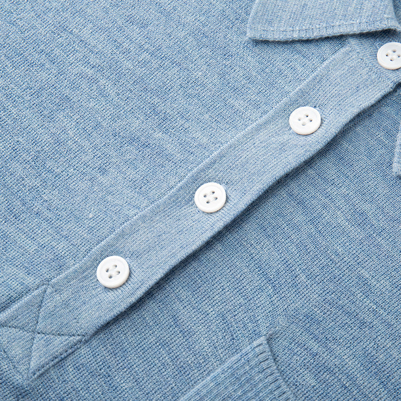 Stylish turtleneck sweater with short sleeves and buttons, 100% high-quality wool