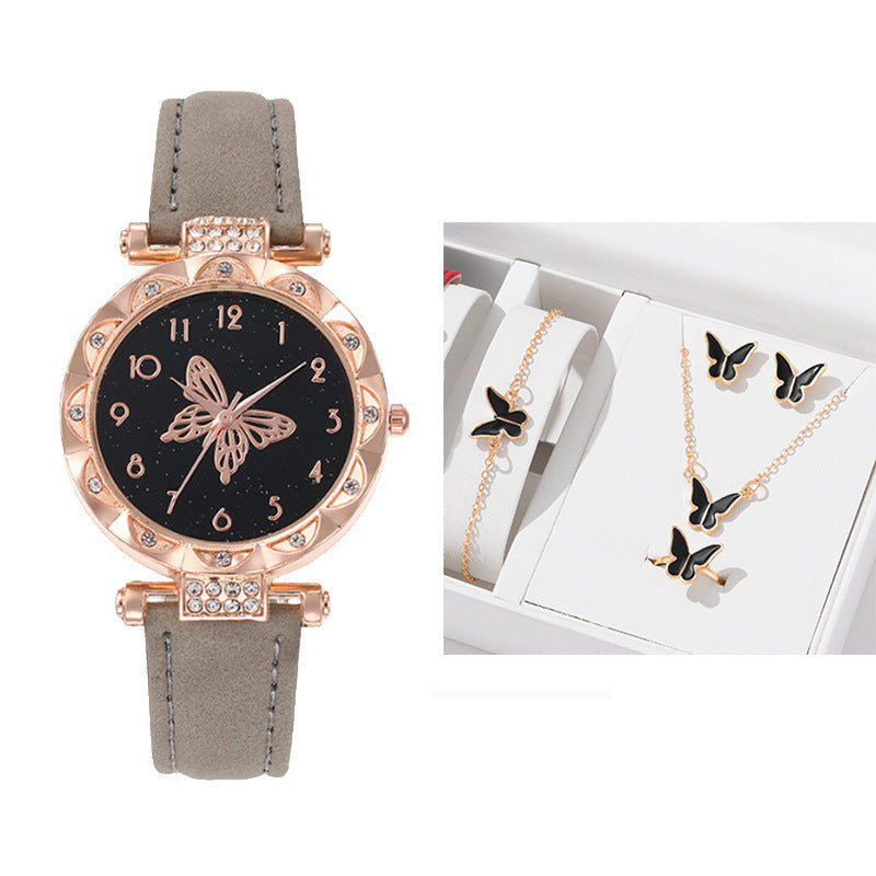 Cross border New Popular Women's Bracelet Watch Fashion Simple Butterfly Five piece Watch Set